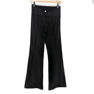 Lululemon Groove Pant Solid Black Fold Over Yoga Pants Women's Size 4